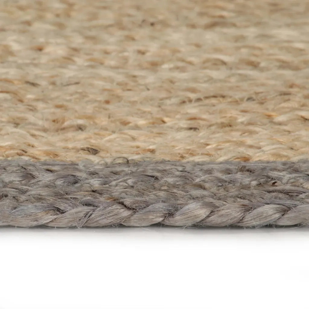 Tappeto Lavorato a Mano in Juta con Bordo Grigio 150 cm 133676