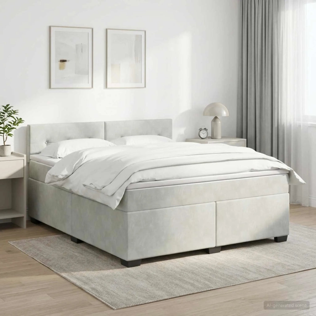 Letto con Box Spring, Materasso e LED Grigio Chiaro Velluto 3452192