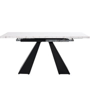 Tavolo da Pranzo Allungabile con Gambe Regolabili in MDF e Metallo 99-159 x 74 x 77 cm Bianco e Nero