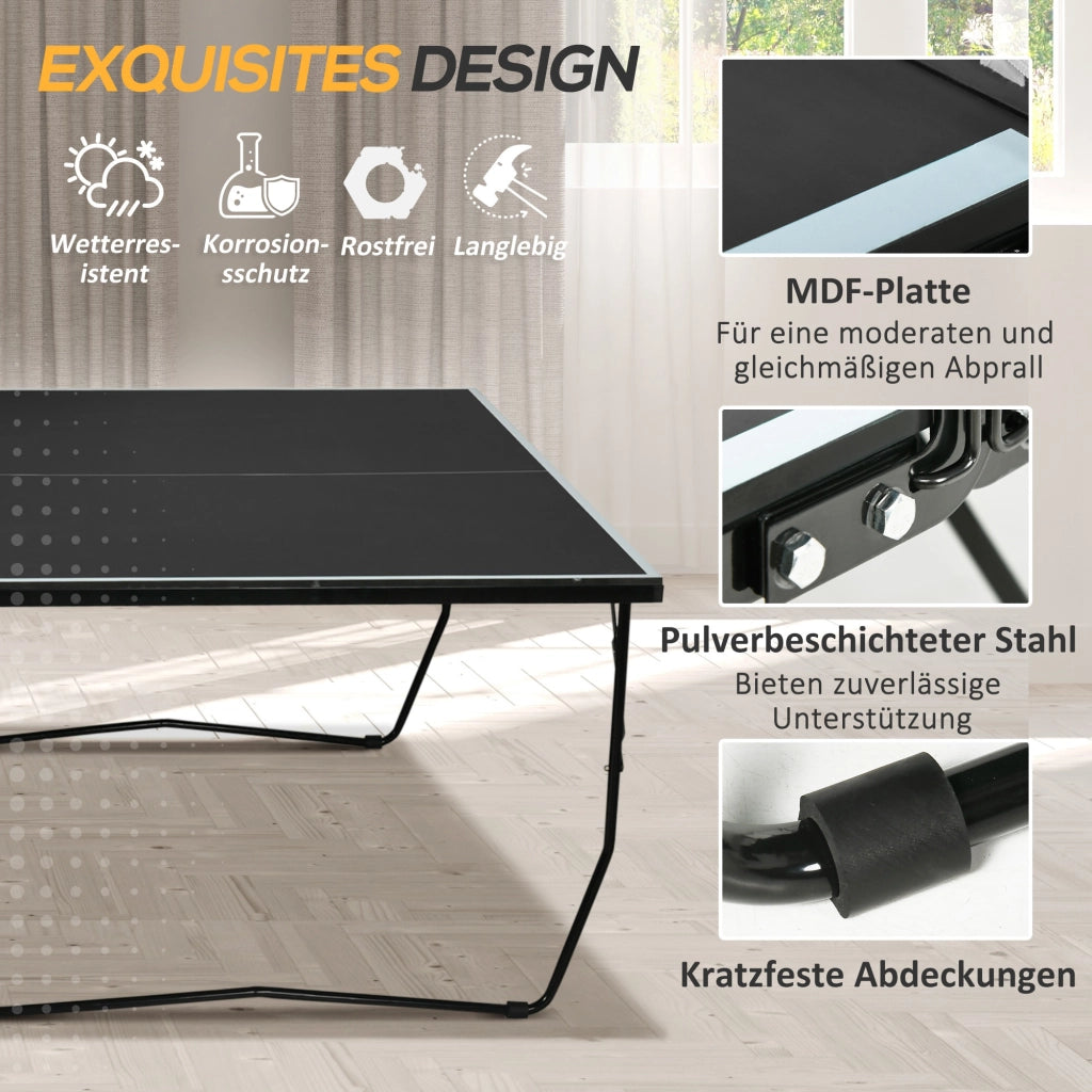 Tavolo da ping pong pieghevole ¨C Xylo ¨C telaio acciaio nero MDF 274x152,5x76 cm con 8 ruote
