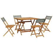 Set Pranzo da Giardino 5pz | Set Salotto da Giardino Grigio Polyrattan e Legno Massello