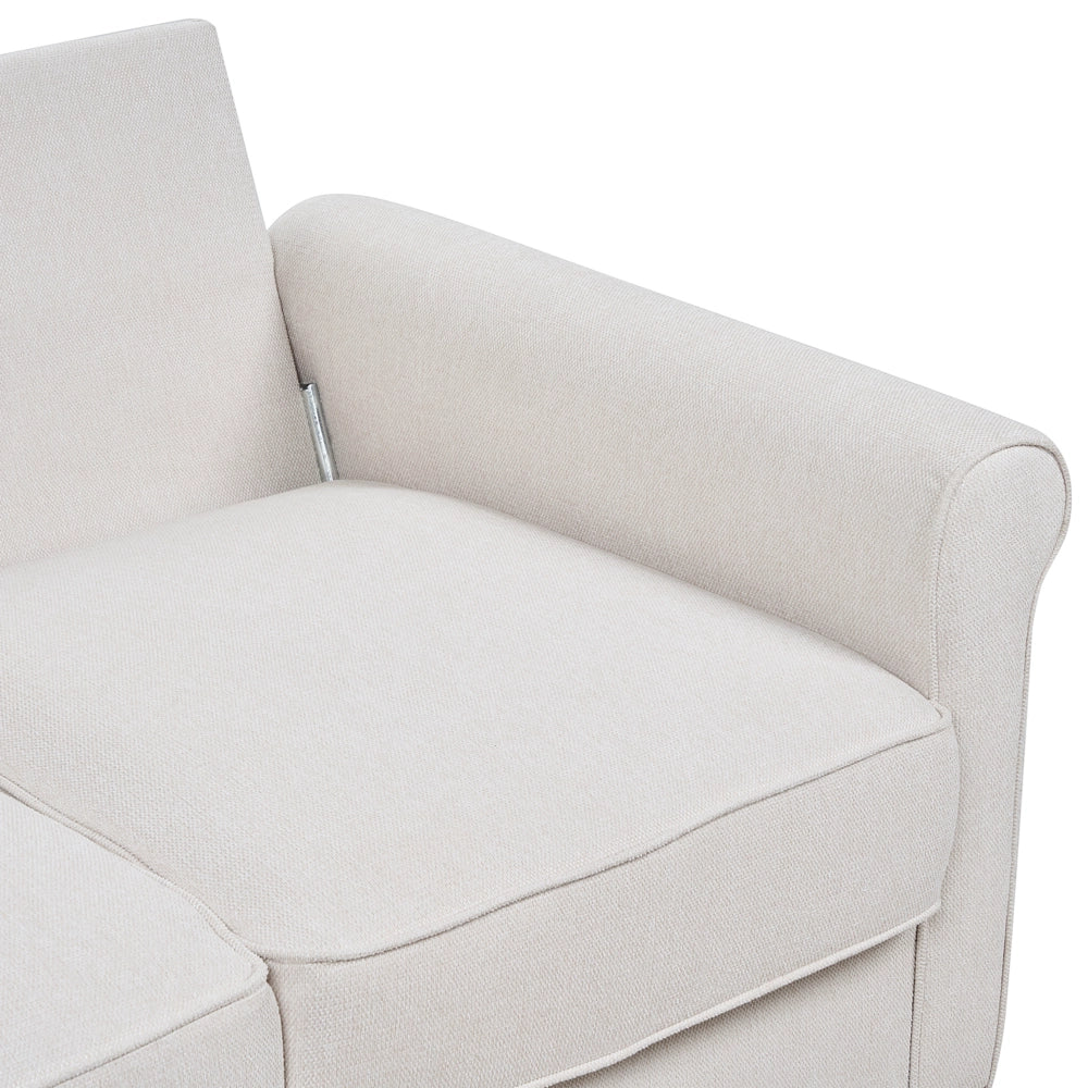 Divano tessuto beige chiaro Struttura In Legno Molle Insacchettate Soggiorno 3 Posti