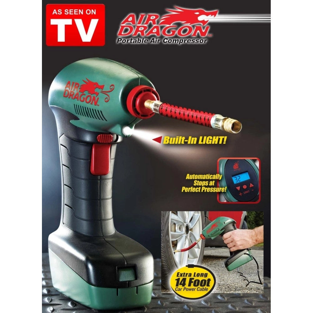 Trade Shop - Compressore D'aria Portatile Luce Led Presa Auto 12v Cavo 4,25mt Moto Campeggio -