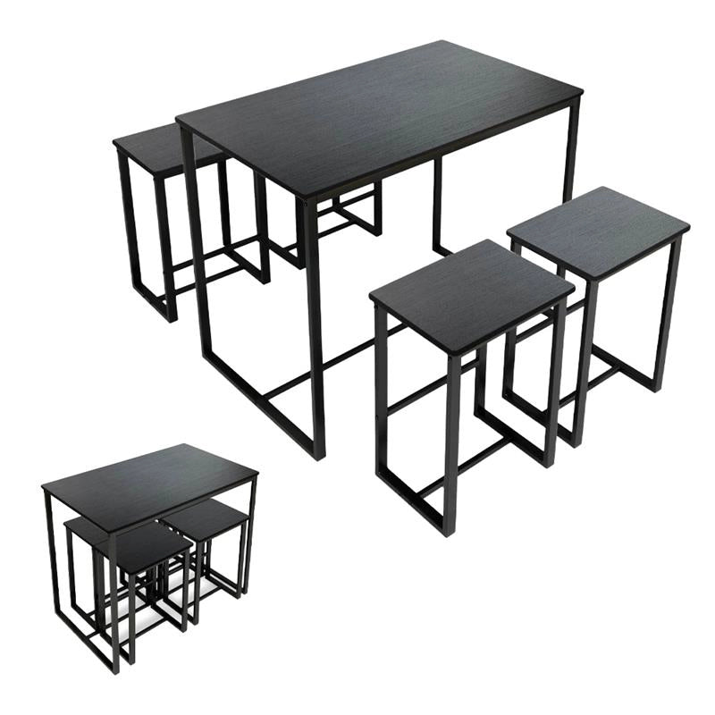SET TAVOLO CON 4 SGABELI IN LEGNO100X60X87 CM NERO