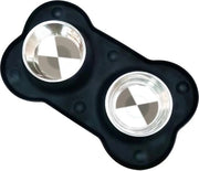Kom per grandi cani, 2 x 800 ml contenitore per cibo per cani con chiodo a viti, tavolo di servizio in silicone antiscivolo, contenitore per grandi cani pieghevole con coperchio, contenitore per riso