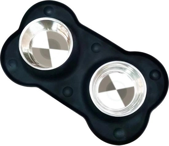 Kom per grandi cani, 2 x 800 ml contenitore per cibo per cani con chiodo a viti, tavolo di servizio in silicone antiscivolo, contenitore per grandi cani pieghevole con coperchio, contenitore per riso