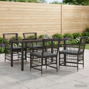 Set da pranzo per esterni 5 pz Nero polyrattan 3448913