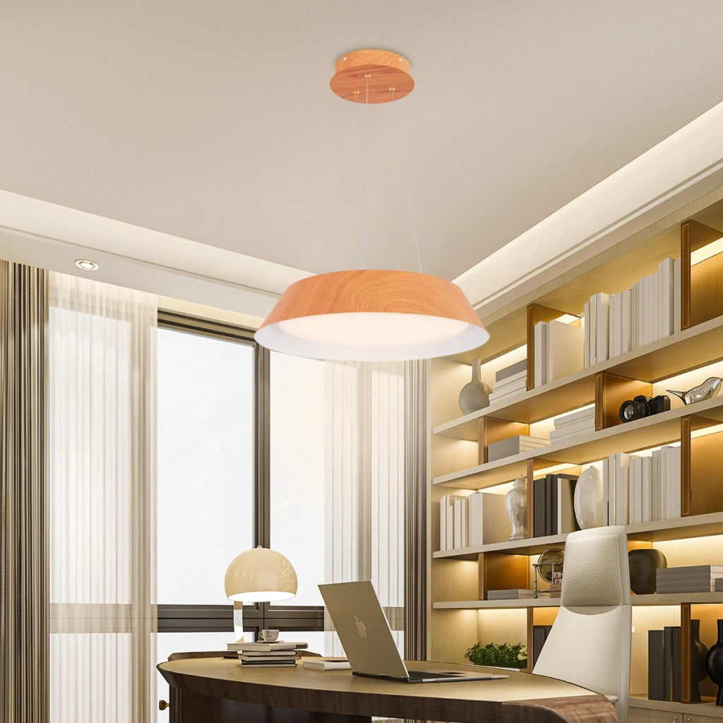 Lampada LED a soffitto con venature in legno cornice in metallo, Lampada da soffitto moderna da 21W Naturale-Lampade