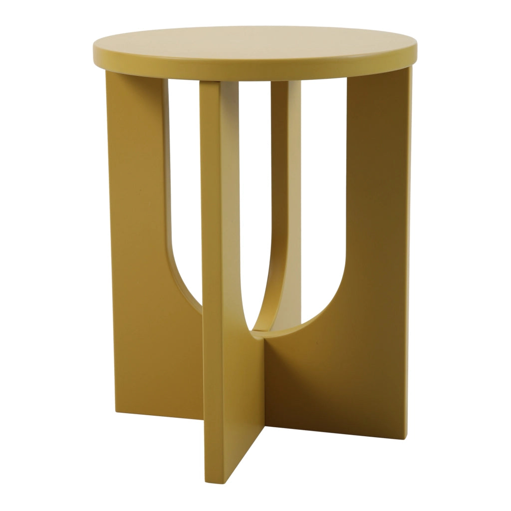 Tavolino da Caffè Kysdajore Piano Rotondo 50x40 cm Giallo Senape [en.casa]