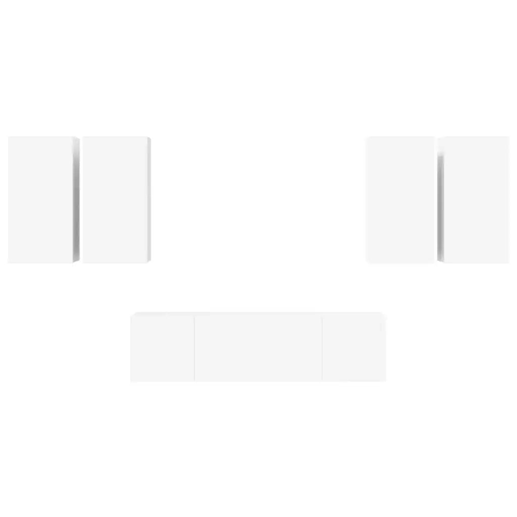 Set di Mobili Porta TV 6 pz Bianco in Legno Multistrato 3078679
