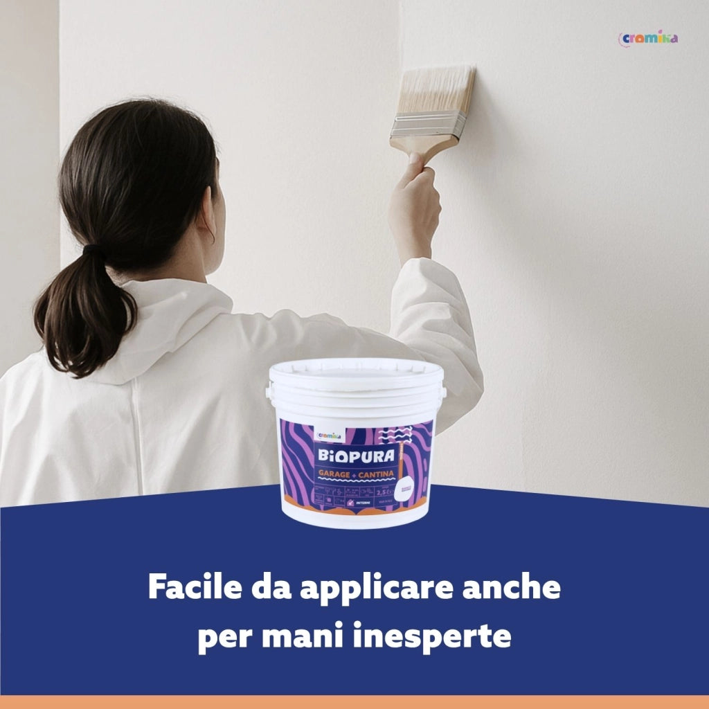 Pittura murale traspirante interni garage cantina linea biopura cromika *** formato 2.5 lt, confezione 1