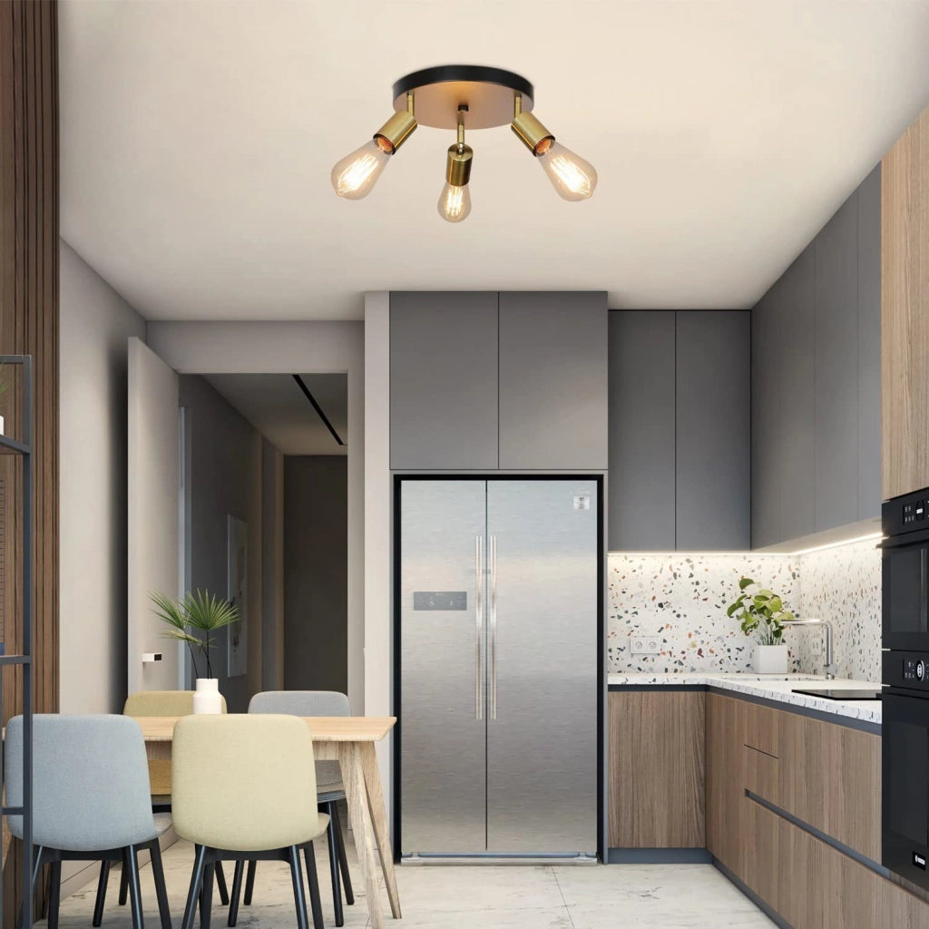 ZMH Faretto da soffitto 3 luci E27 max 25W moderni retrò rotondi girevoli per camera letto corridoio soggiorno