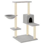 Tiragraffi per gatti torre per arrampicata giocattolo piattaforma per arrampicata con tiragraffi in sisal leggero 95 cm grigio 02_0022630