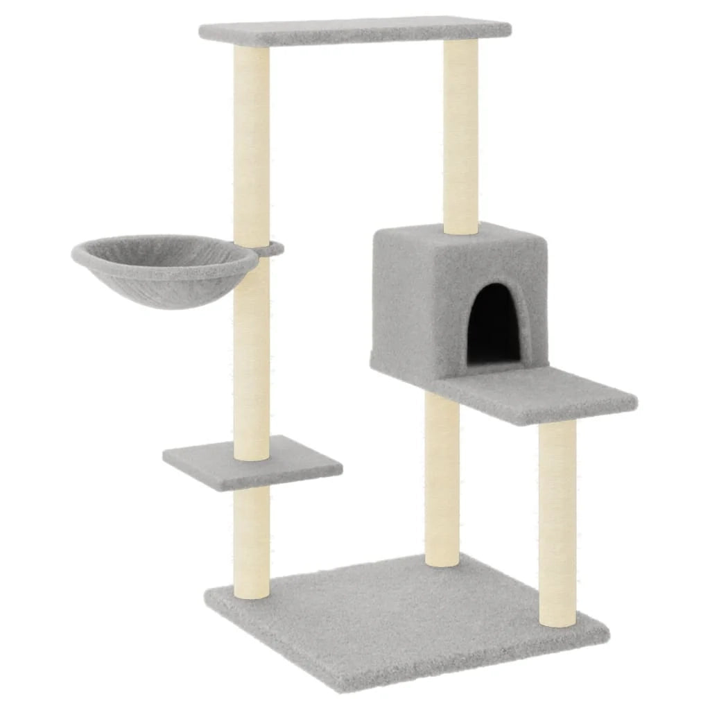 Tiragraffi per gatti torre per arrampicata giocattolo piattaforma per arrampicata con tiragraffi in sisal leggero 95 cm grigio 02_0022630