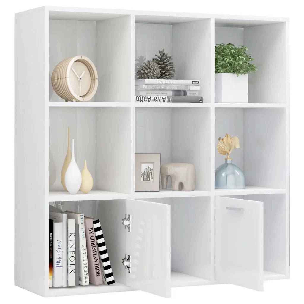 Libreria Bianco Lucido 98x30x98 cm in Legno Multistrato 801122