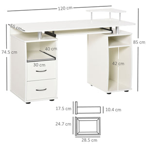 Scrivania da Ufficio con Ripiano 120x55x85 cm in Truciolato Bianca