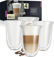 Glasse per latte macchiato, doppio strato, 4 x 300 ml, glasse doppio strato, per latte macchiato, glasse per caffè doppio strato, glasse per the, resistente al lavastoviglie
