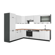 Cucina angolare completa Fame-Line Bianco rustico/Antracite 287 x 60 cm, PL Rovere Vicco