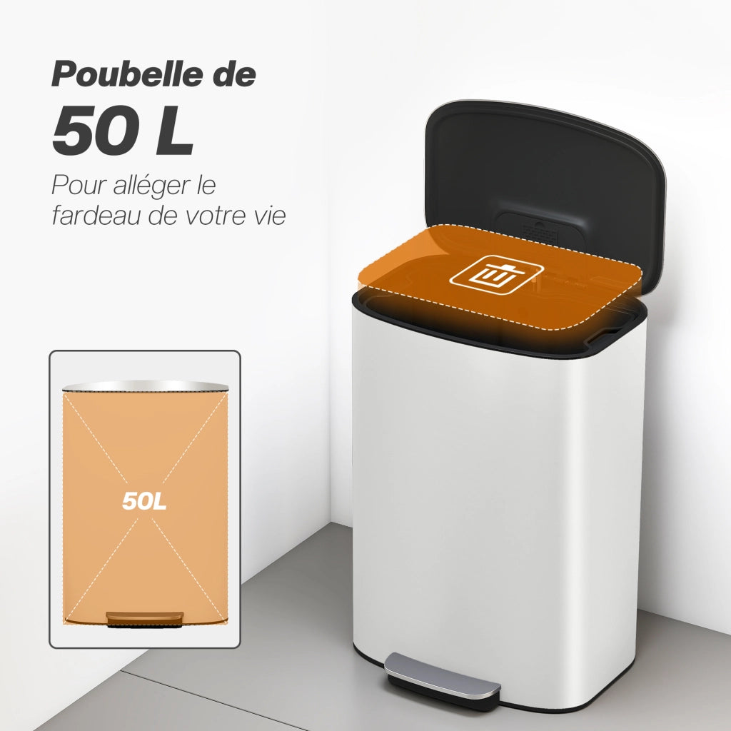 Pattumiera Cucina 50L con Pedale ¨C Xylo ¨C 45x37x63 cm crema
