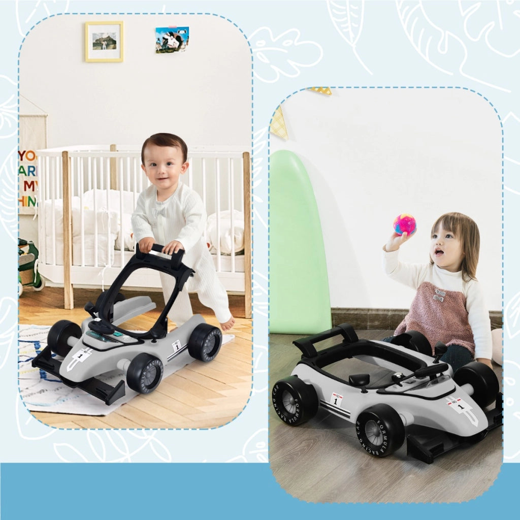 Primi passi 4 in 1 per neonati con altezza e velocit¨¤ regolabili, Primi passi a spinta con carillon con luci Grigio