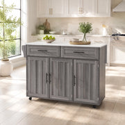 Carrello da cucina con piano estensibile e ruote in MDF grigio e bianco
