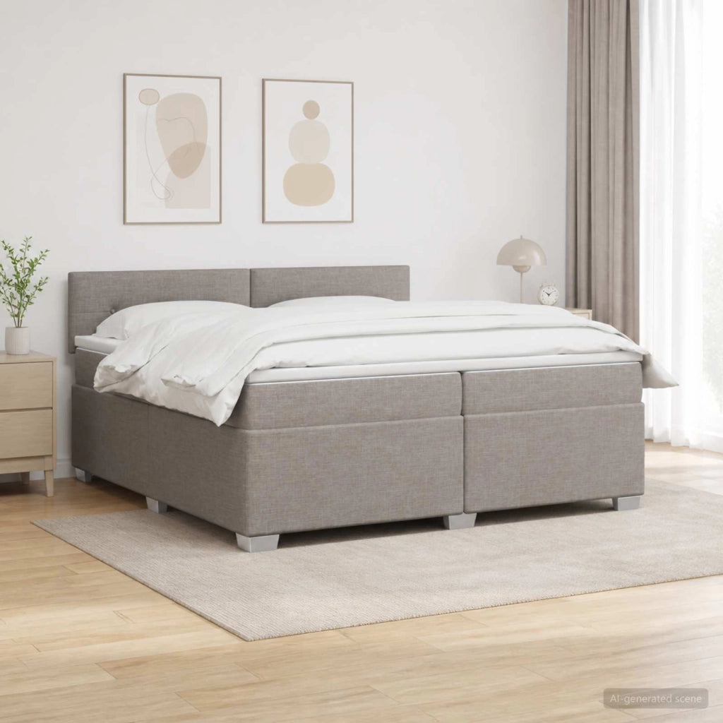Letto con Box Spring, Materasso e LED Tortora 200 x 200 cm 3452026