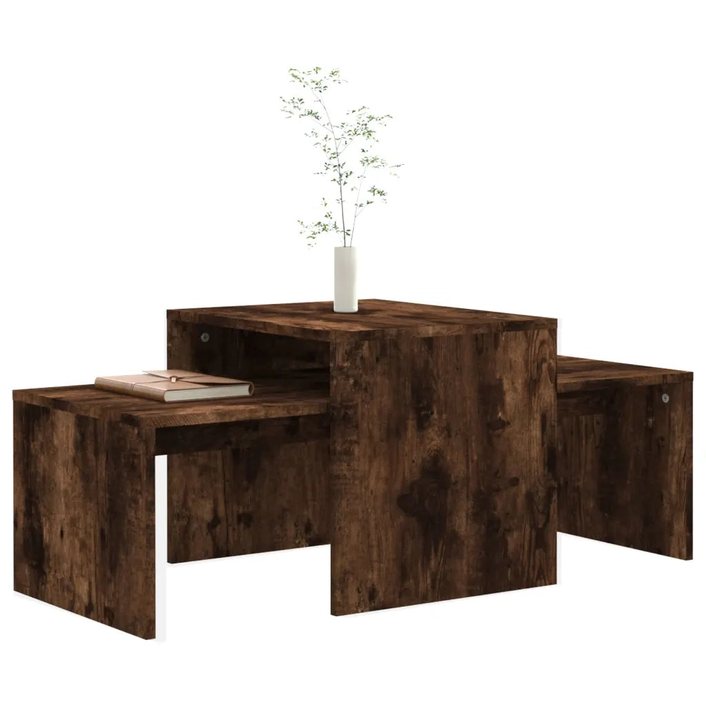 Set Tavolini salotto | Tavolino da caff¨¨ | Tavolino da Soggiorno Rovere Fumo 100x48x40 cm Legno Multistrato