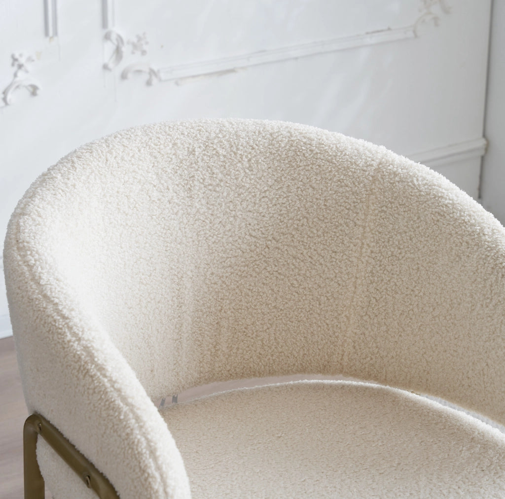 Sedia da Pranzo Moderna in Velluto Lamm Bianco con Gambe Dorate - Set da 4