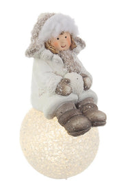 Bambina con Sfera Led Decorazione Natalizia Luminosa Addobbi di Natale Lowel