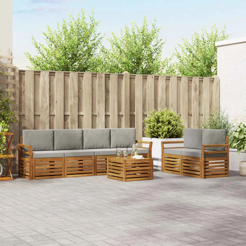 Set di divani da esterno 7 pcs Grigio Naturale e Chiaro 3374411