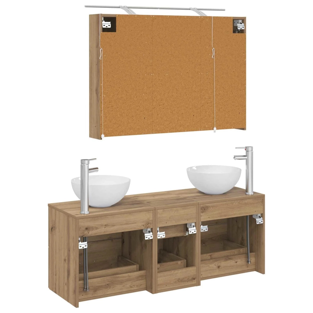 Set di mobili per il bagno 4 pz Rovere Artigianale 3406742