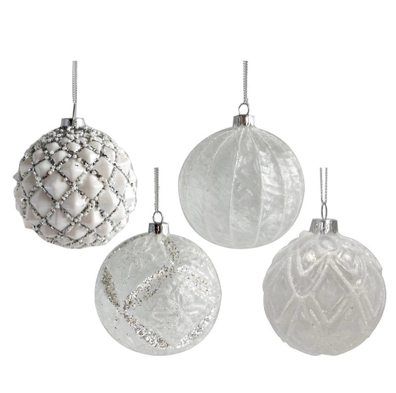 MAURY'S SFERA NATALIZIA CON LACCIO REALIZZATA IN VETRO DA 8 CM COLORE BIANCO