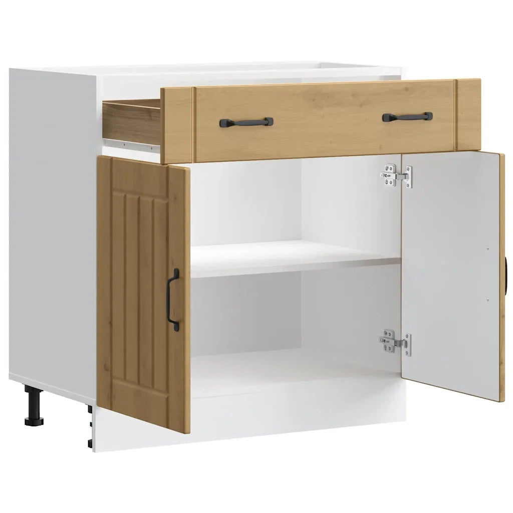 Mobile da cucina Lucca 80 x 46 x 81,5 cm ampio spazio contenitivo piedini regolabili stile rovere lavorato a mano 02_0050101