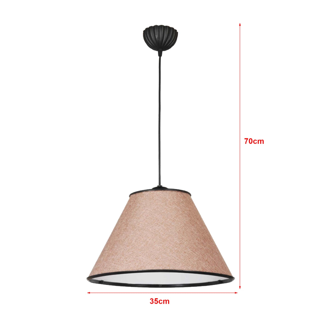 Lampada a Sospensione 'Clitheroe' con 1 Fonte Luce Lampadario Pendente con Paralume Conico Troncato - Rosa / Beige -