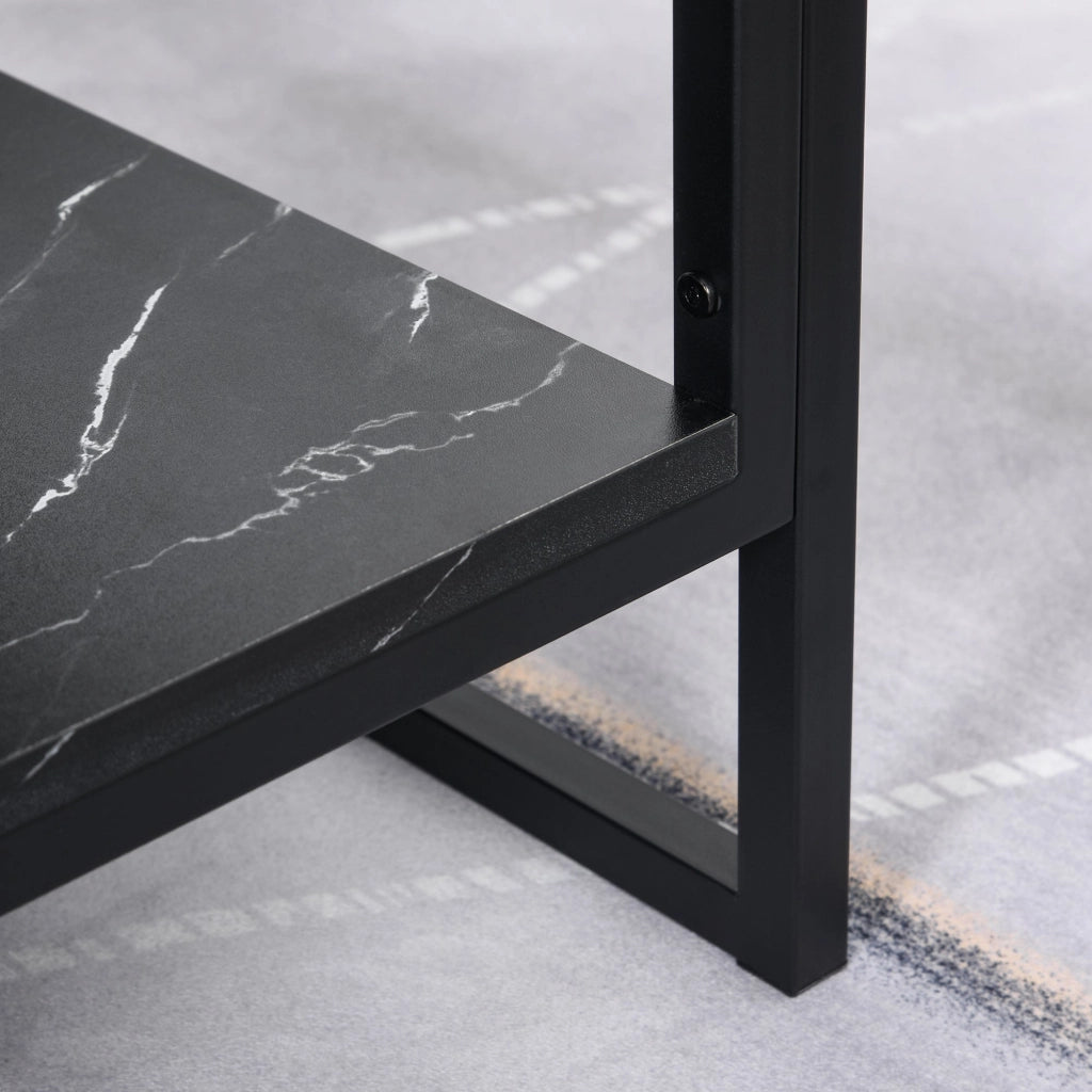 Tavolino Rettangolare da Caffè 106x50x47 cm  Nero Effetto Marmo