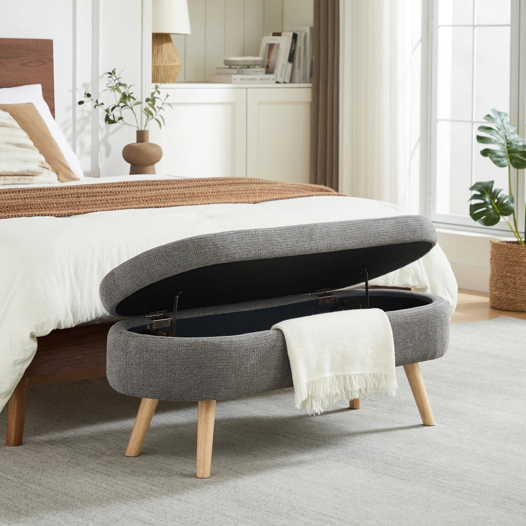 PANCA Contenitore 110 cm Chenille Grigio