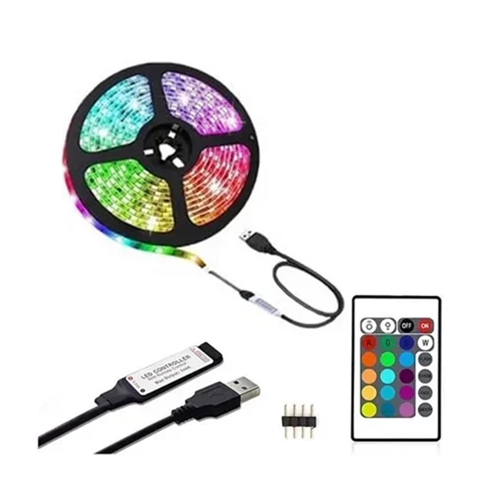 Trade Shop - Striscia Luminosa A Led Rgb 10mt Con Telecomando Usb-ir 5v Smd5050 Impermeabile Q-dt75 -