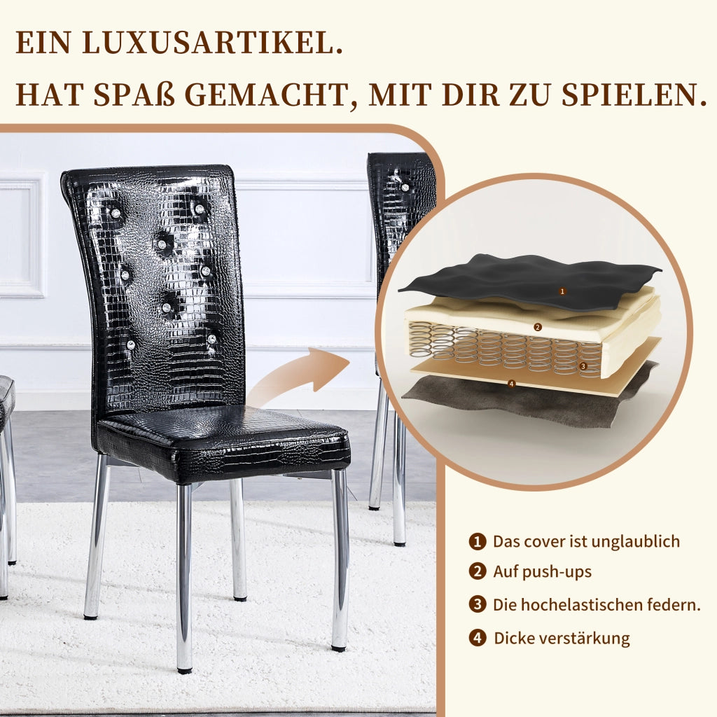 SEDIA DA PRANZO Set da 2 Nero in PVC effetto pelle con gambe in metallo galvanizzato