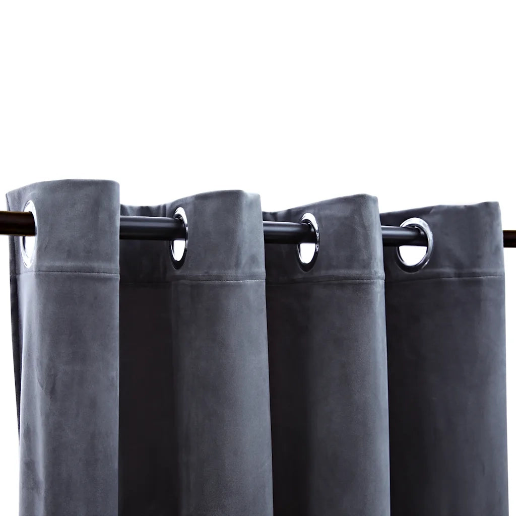 Tende Oscuranti con Anelli 2 pz Antracite in Velluto 140x225 cm 134497