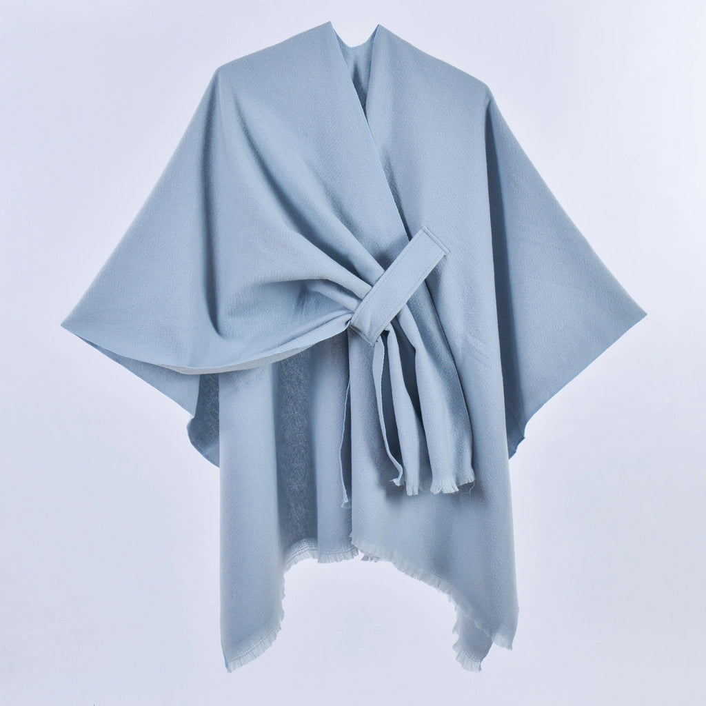 Sciarpa da donna, elegante mantello con cintura diagonale monocromatica