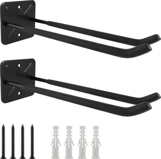 Due manici da parete per fissare manici da parete garage con schiuma 31,5 cm neri manici da parete heavy duty capacità di carico 80 kg manici da parete heavy duty per garage, cantina, serra, bicicletta