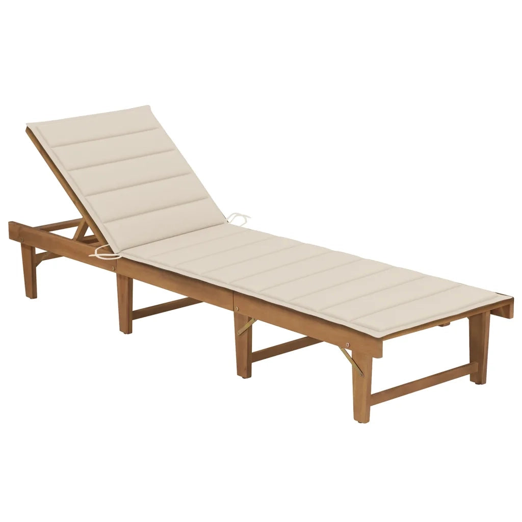 Lettino Prendisole Pieghevole con Cuscino in Massello di Acacia cod mxl 75991