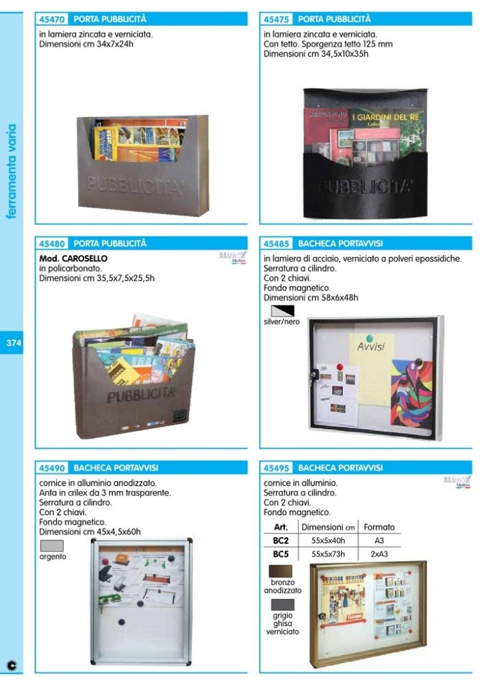 1pz alubox bacheca fondo magnetico finitura bronzo cm 55x73x5h cod:ferx.9156