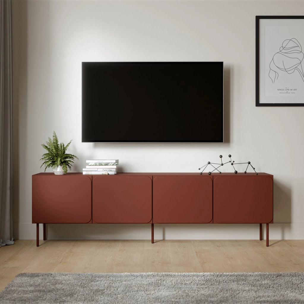 Mornago, Mobile Porta tv un Ripiano, 200x42x60h cm Marrone Terracotta