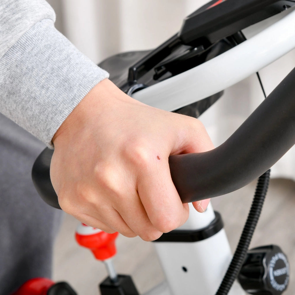 Bicicletta da Camera Fitness Professionale Silenziosa ¨C zephmum ¨C Bianco con Monitor LCD e Vassoio