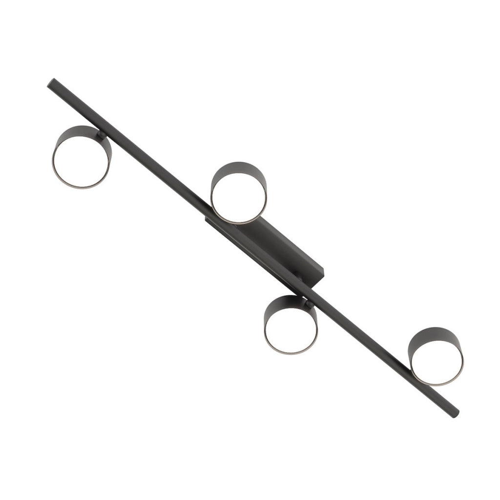 Lampada da soffitto BET 4 in acciaio nero opaco
