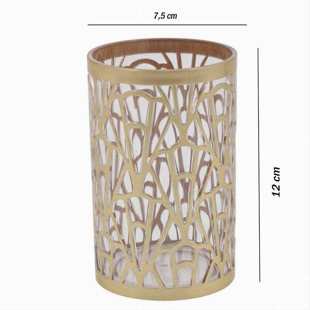 Trade Shop - Bicchiere Porta Spazzolini Accessorio Bagno Oro Stile Contemporaneo Arredo 59098 -
