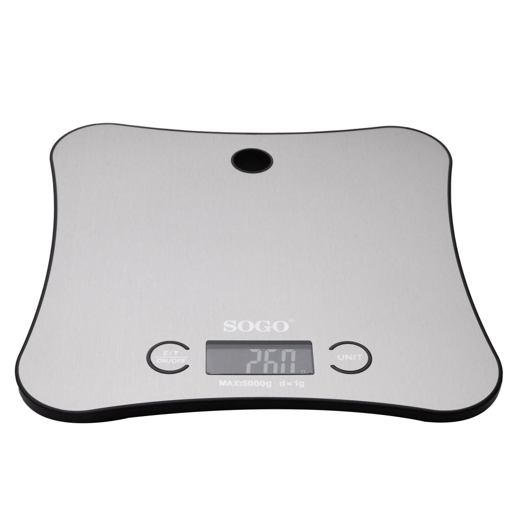Bilancia da cucina digitale con Bluetooth 5 kg, app nutrizionale, display LCD e base in acciaio inox - Sogo