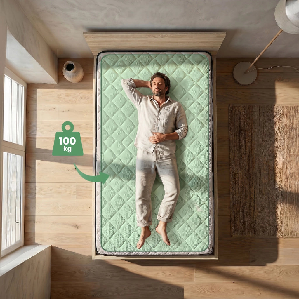Letto con contenitore 120x200 cm rete sollevabile in metallo e materasso a molle Rovere Sonoma