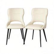 Sedia da pranzo 43x40x86 cm in ciniglia beige, set da 2, schienale traforato
